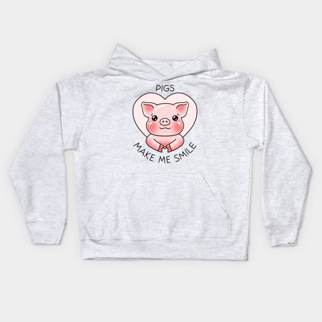 Pigs make me smile - Funny pig Kids Hoodie by Nikamii